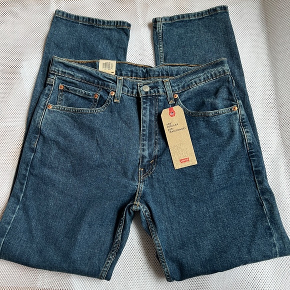 Levi's 505 Jeans Regular Traditional Size 34 x 32 Medium Blue Stretch - Picture 2 of 9